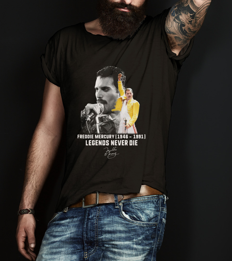 Freddie Mercury 1946-1991 Legends Never Die Signature T-Shirt