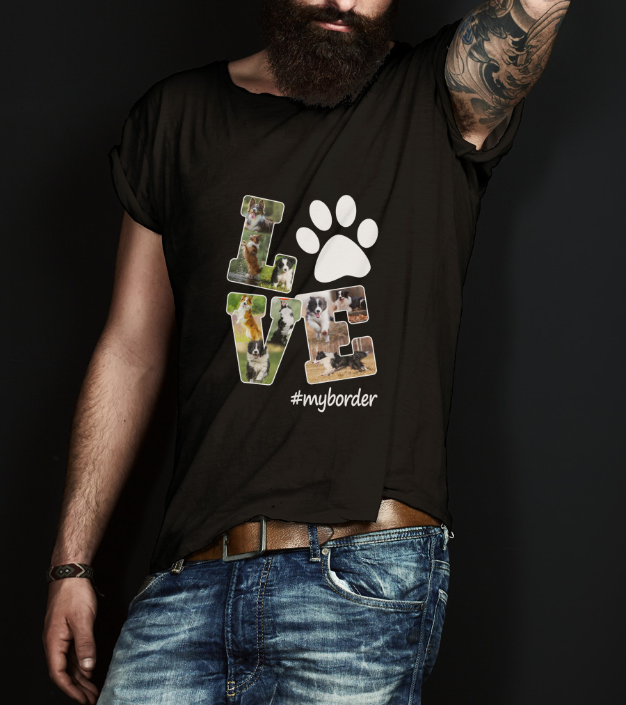 LOVE Paw Print Border Collie #myborder T-Shirt