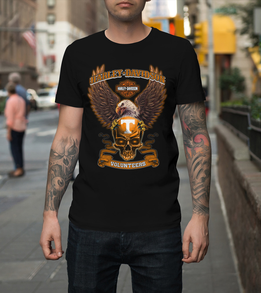 Harley Davidson Volunteers Tennessee Skull Eagle T-Shirt