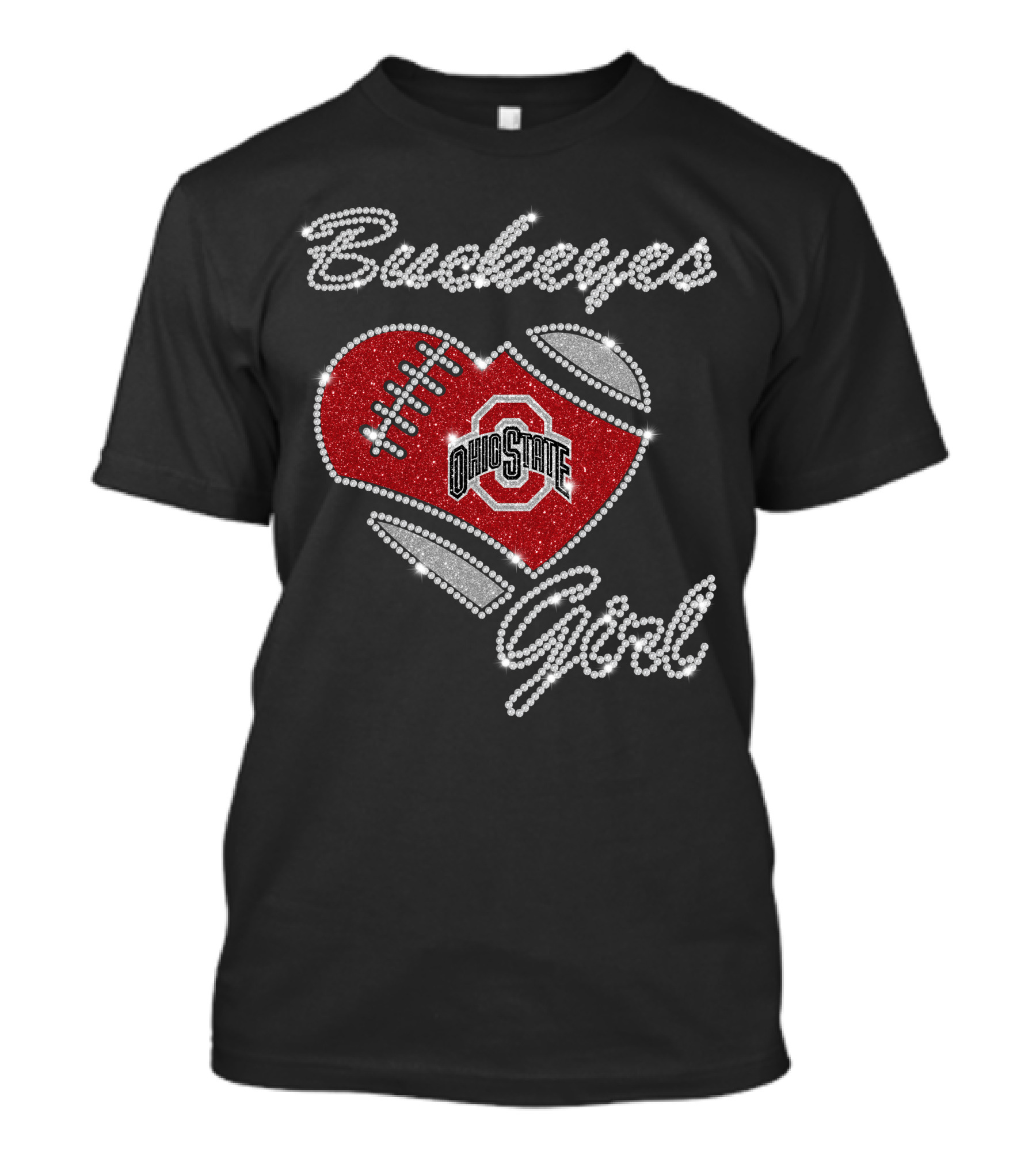 Buckeyes Girl Ohio State Heart Football T-Shirt