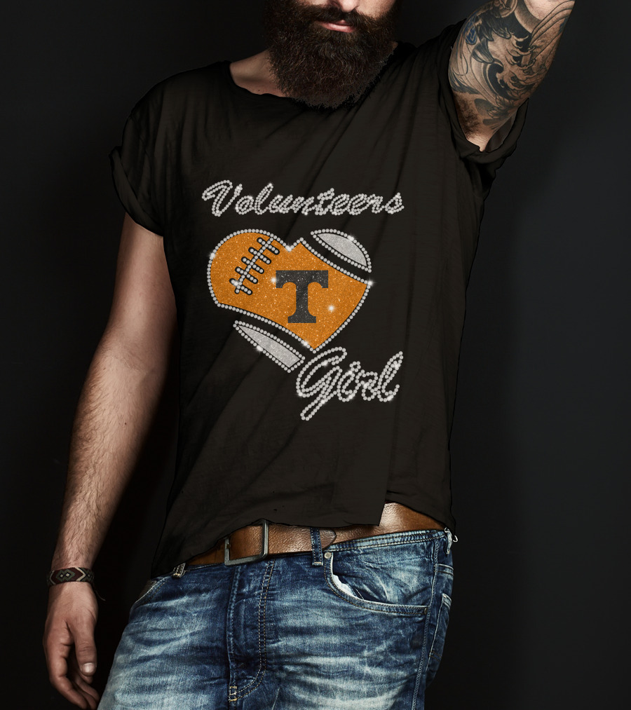 Volunteers Girl Heart Football T Tennessee Volunteers T-Shirt