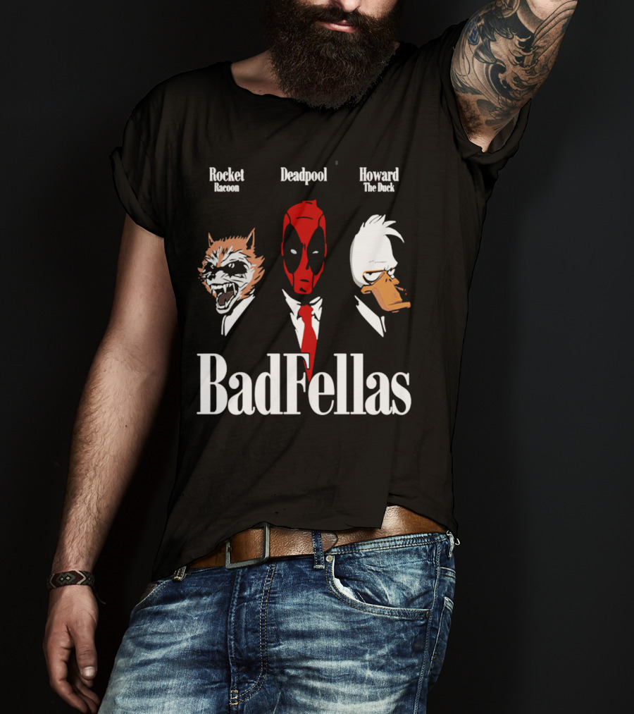 Badfellas Rocket Raccoon Deadpool Howard The Duck T-Shirt