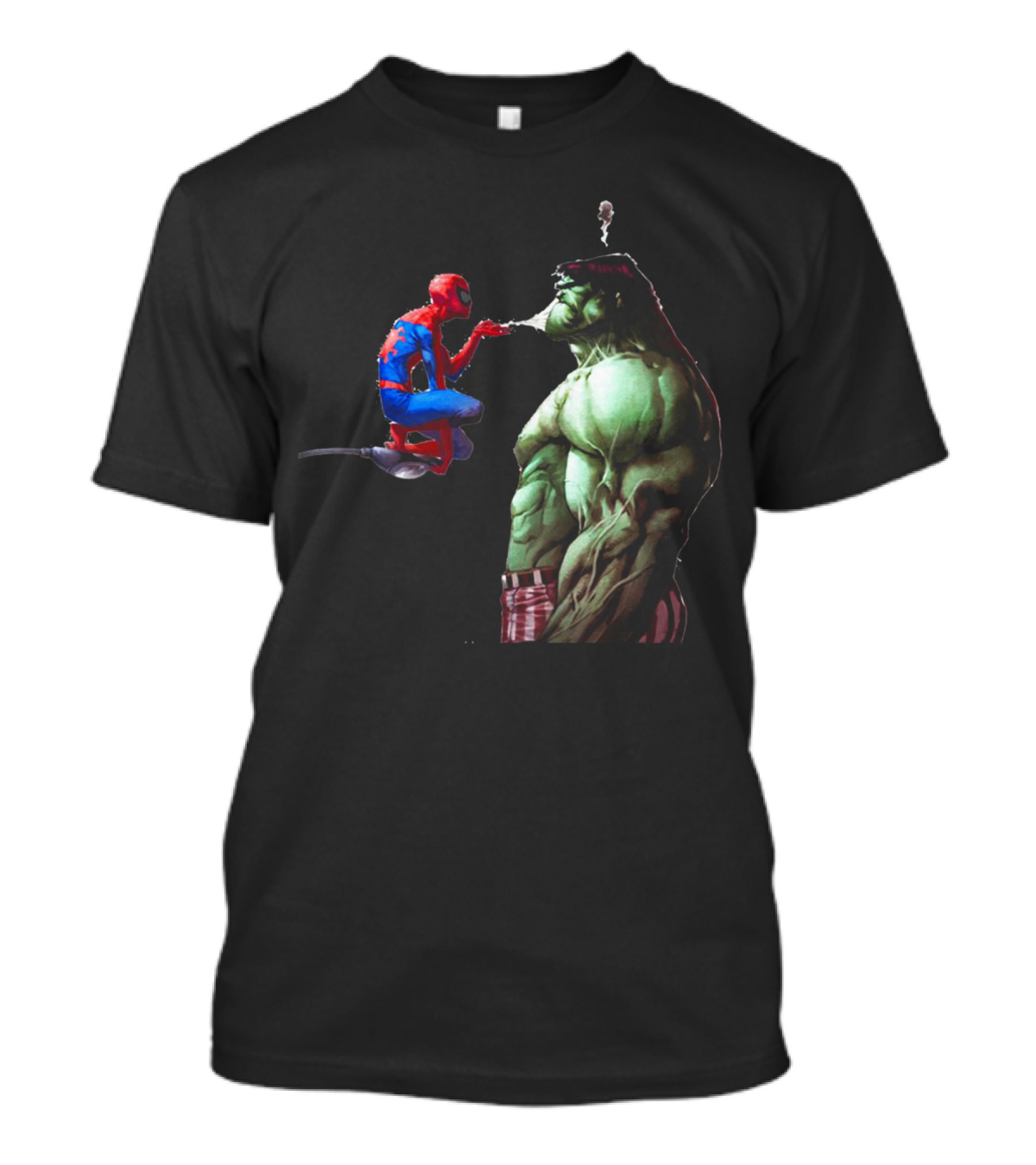 Hulk And Spiderman Coffee Confrontation Iconic Moment T-Shirt