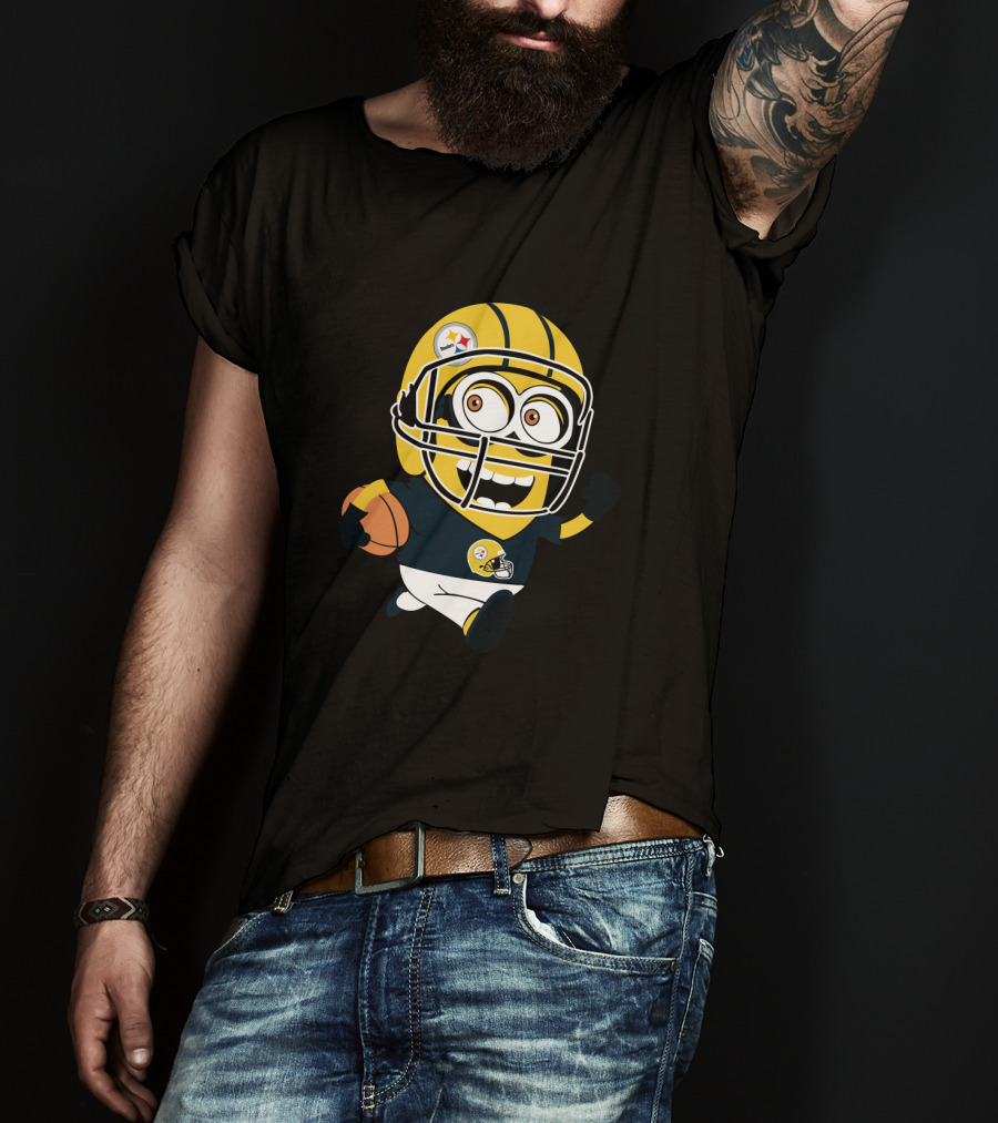 Pittsburgh Steelers Football Minion In Black And Gold Helmet T-Shirt