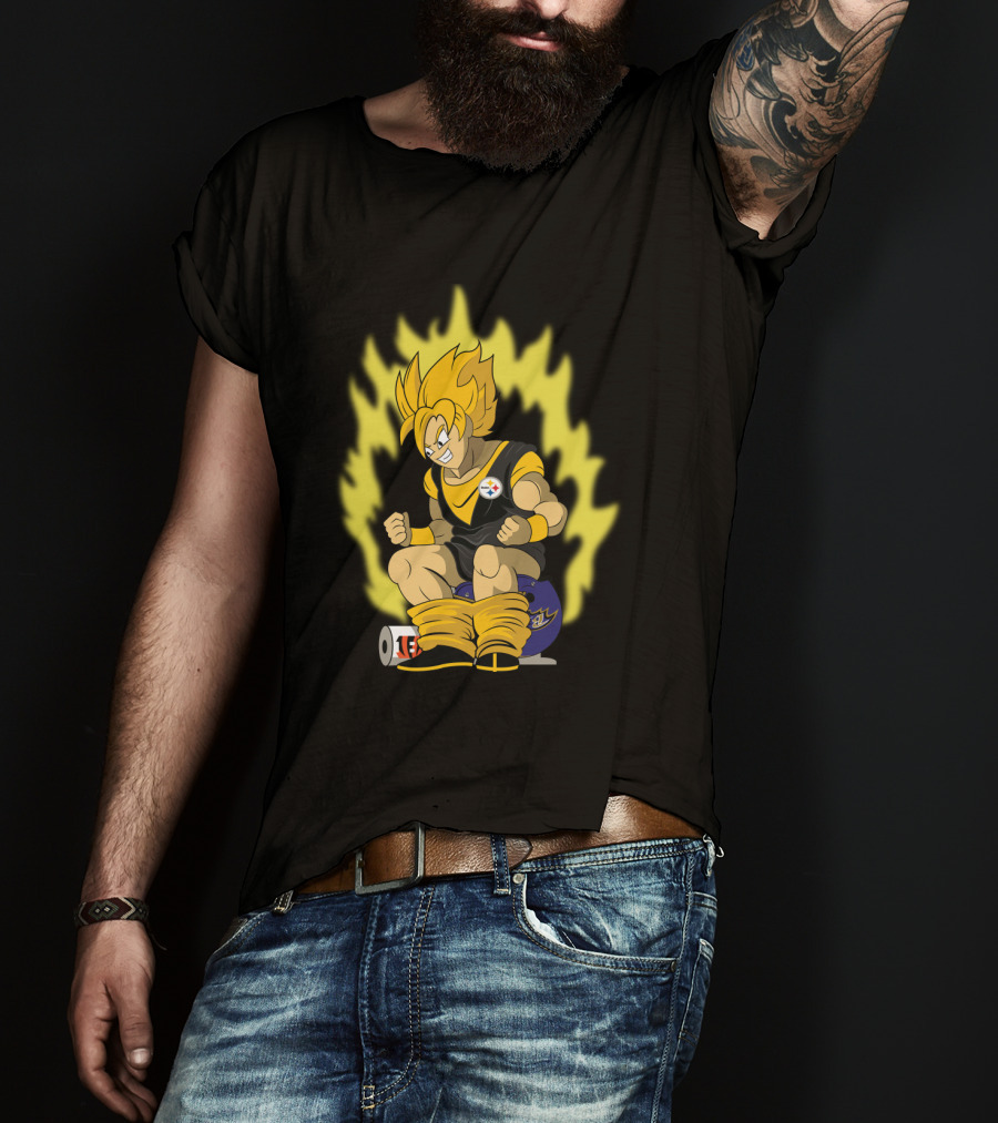 Pittsburgh Steelers Super Saiyan Football Fusion T-Shirt