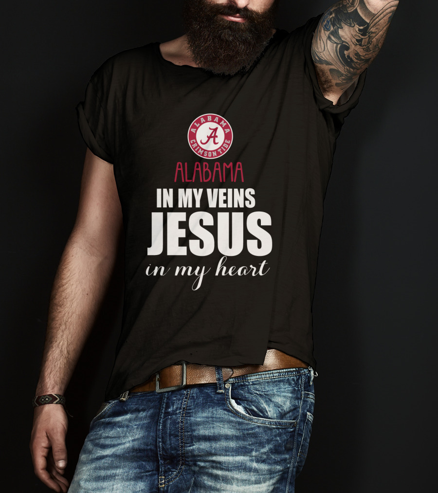 Alabama Crimson Tide In My Veins Jesus In My Heart T-Shirt