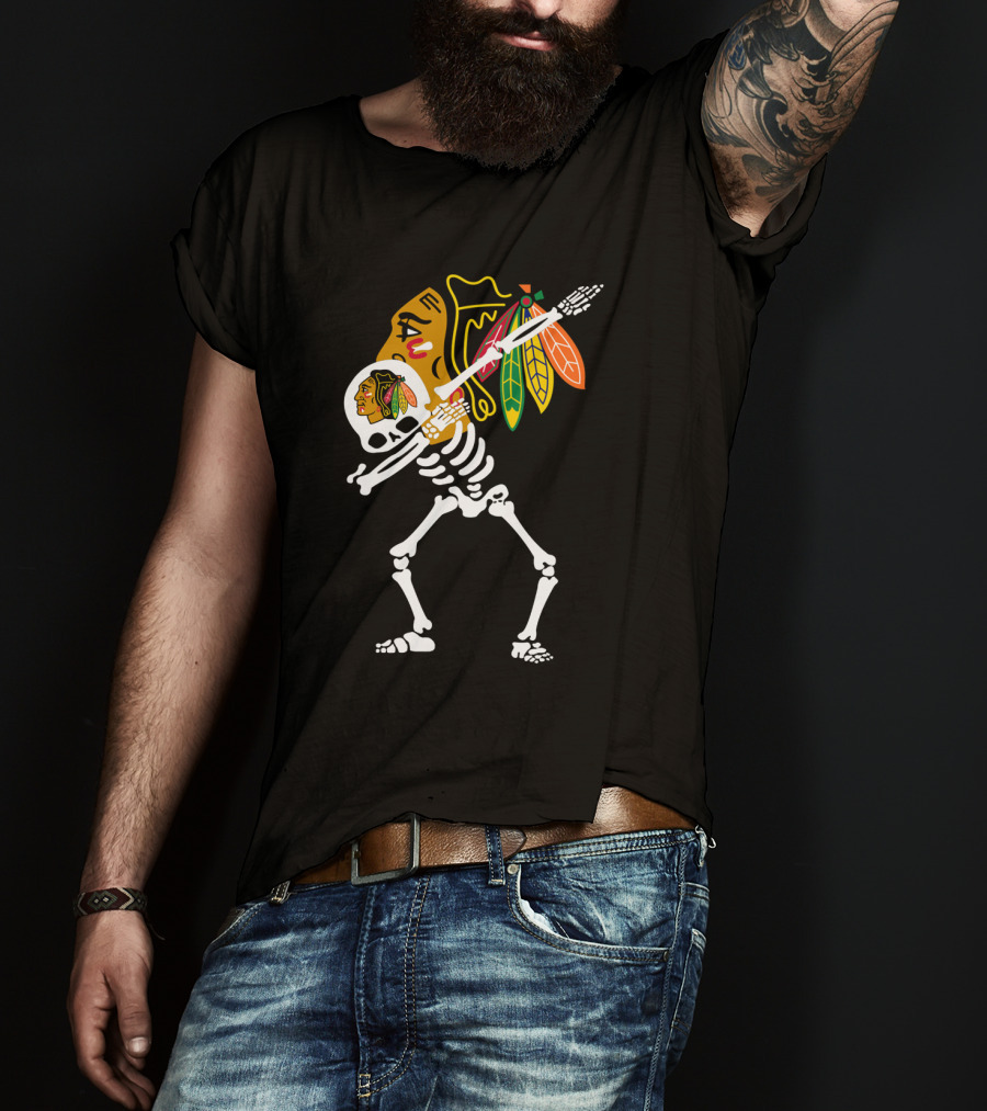 Chicago Blackhawks Skeleton Hockey Stick T-Shirt