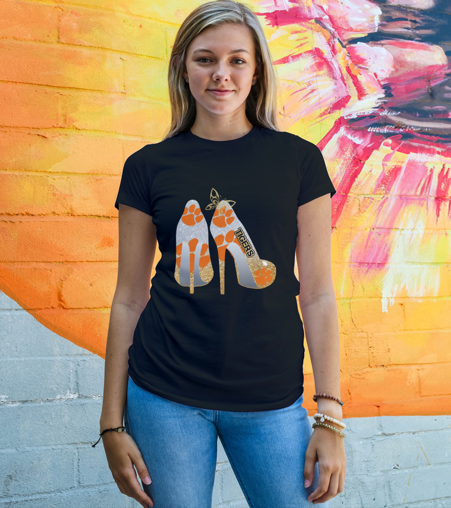 Clemson Tigers High Heel Paw Print Fashion T-Shirt