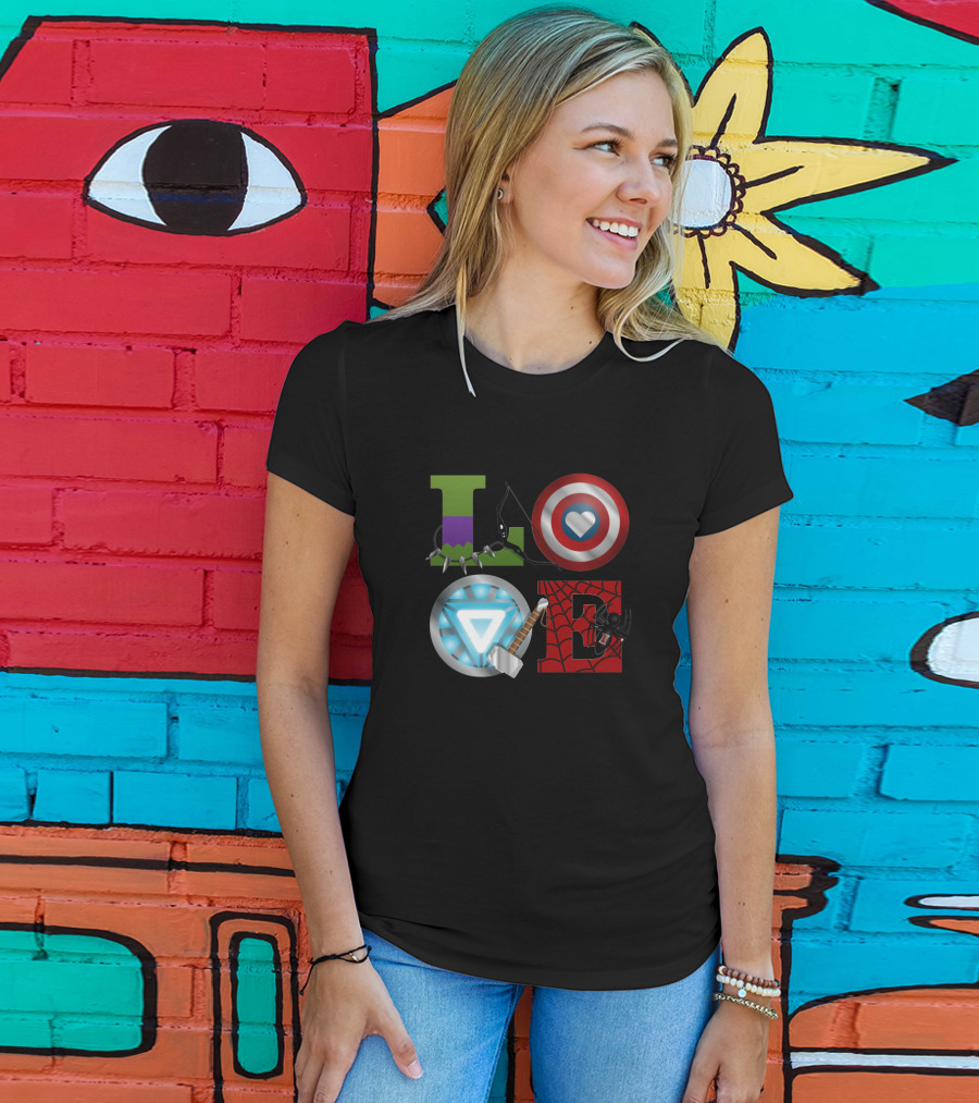 Avengers Love Hulk Captain America Iron Man Thor Spider-Man T-Shirt