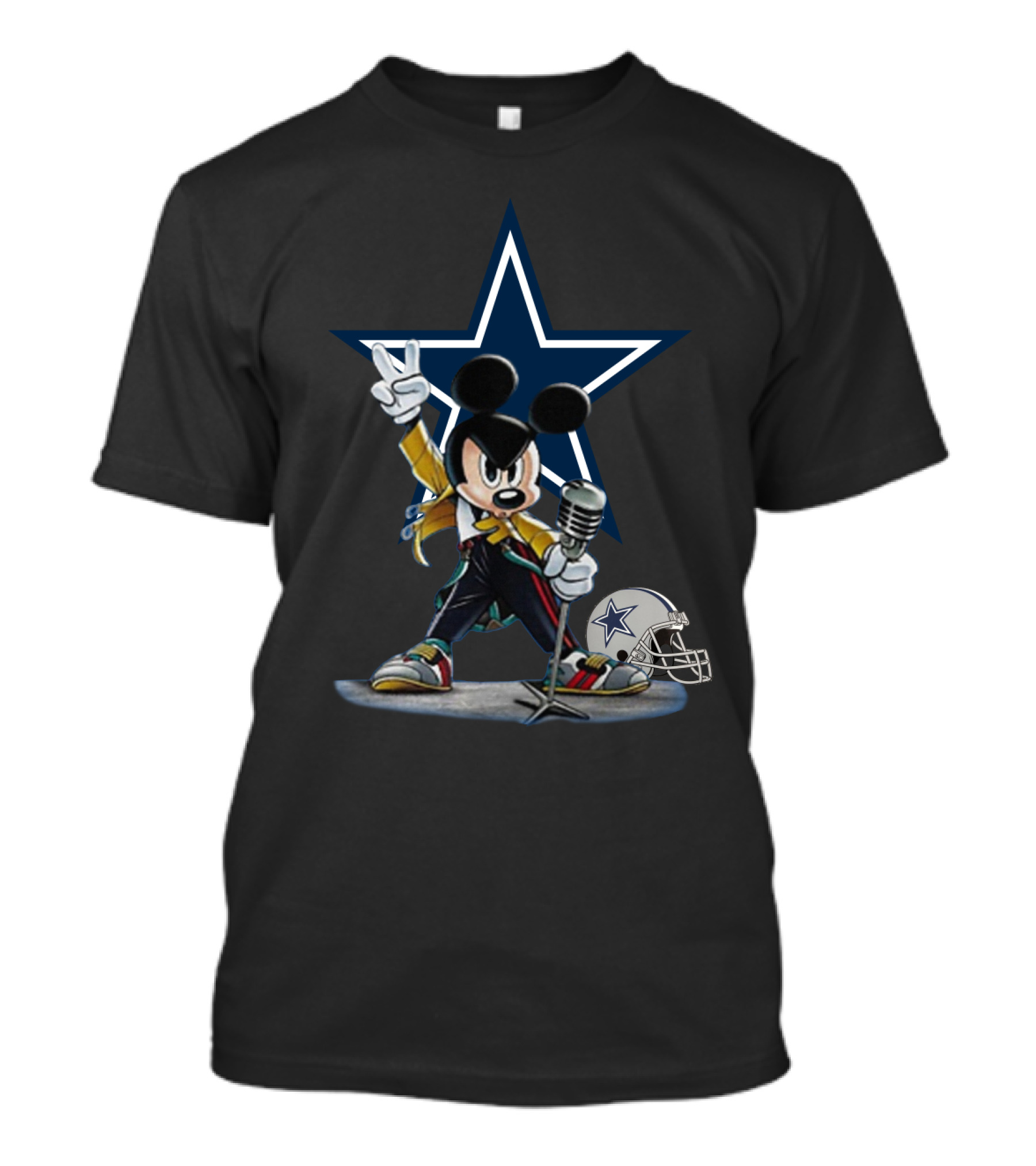 Dallas Cowboys Mickey Star Helmet Mic T-Shirt