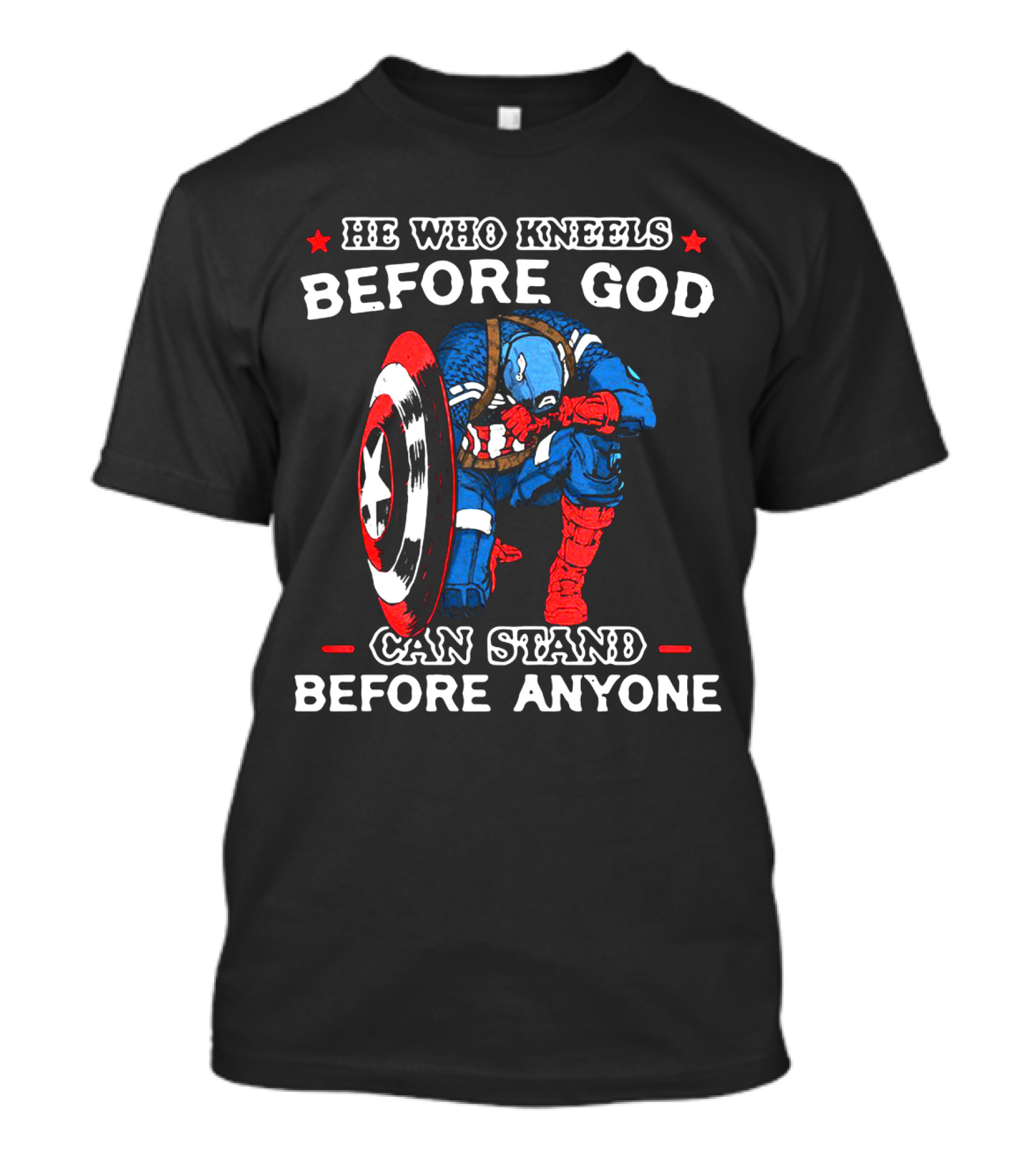 Captain America He Who Kneels Before God Can Stand Before Anyone T-Shirt