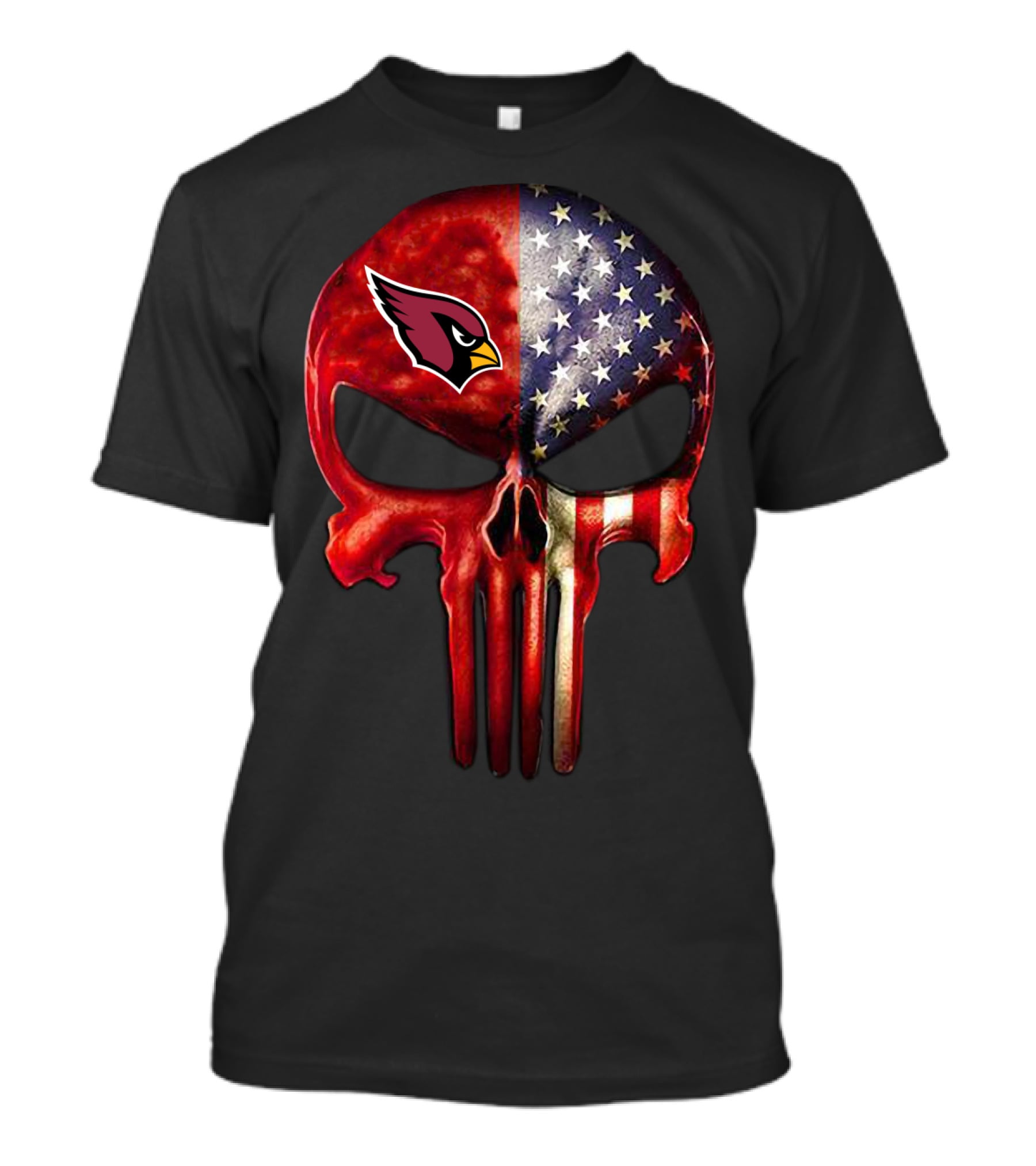 Arizona Cardinals American Flag Skull T-Shirt