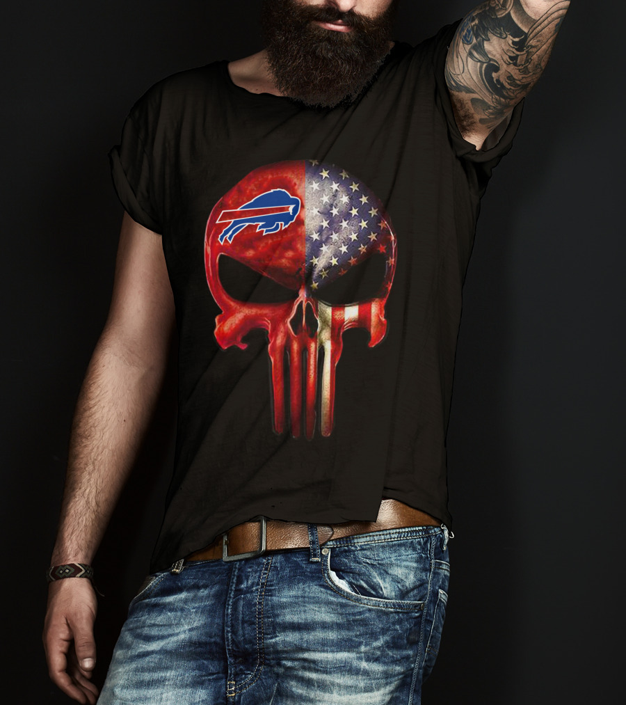 Buffalo Bills Skull American Flag T-Shirt