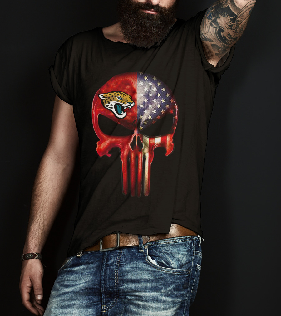 Jacksonville Jaguars American Flag Punisher Skull T-Shirt