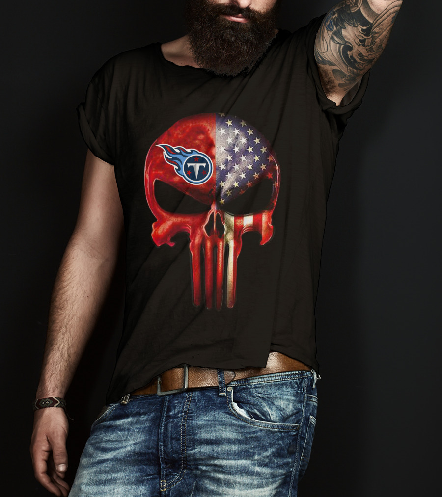 Patriotic Tennessee Titans Punisher Skull For True Fans Only T-Shirt