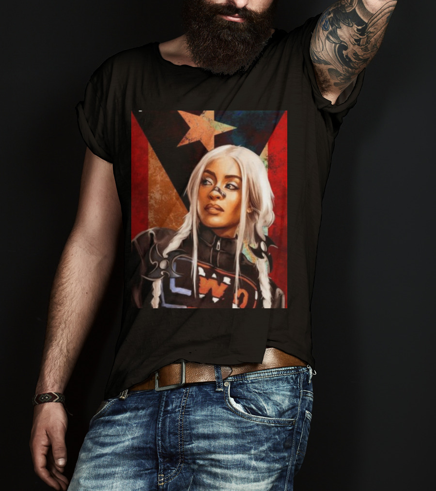LWO Zelina Vega Fear La Chancla Puerto Rican Flag Background T-Shirt
