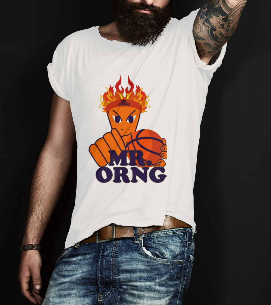 MR ORNG Basketball Flame Fist Character T-Shirt