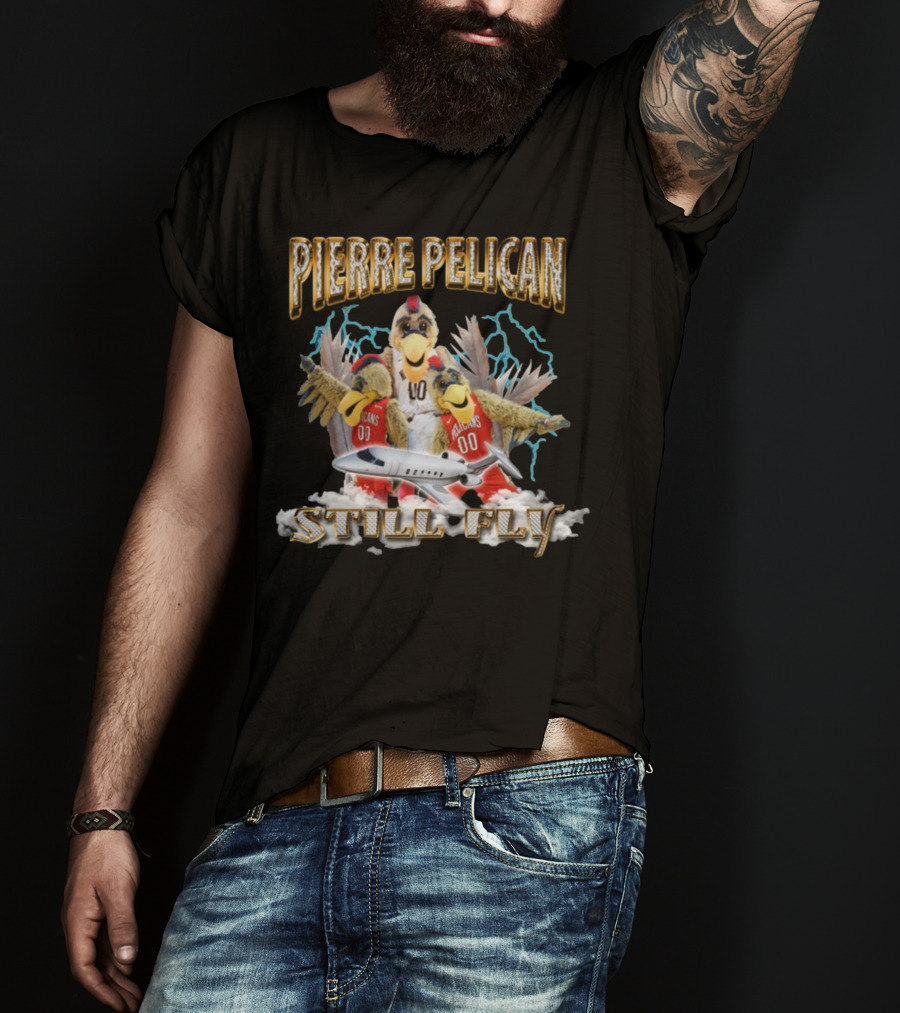 Pierre Pelican Still Fly With Jet And Lightning T-Shirt