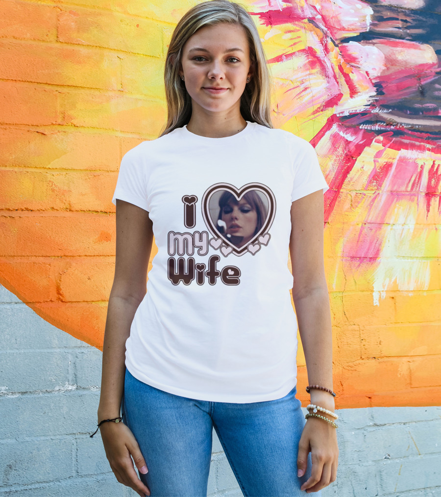 I Love My Wife Taylor Swift Heart Photo T-Shirt