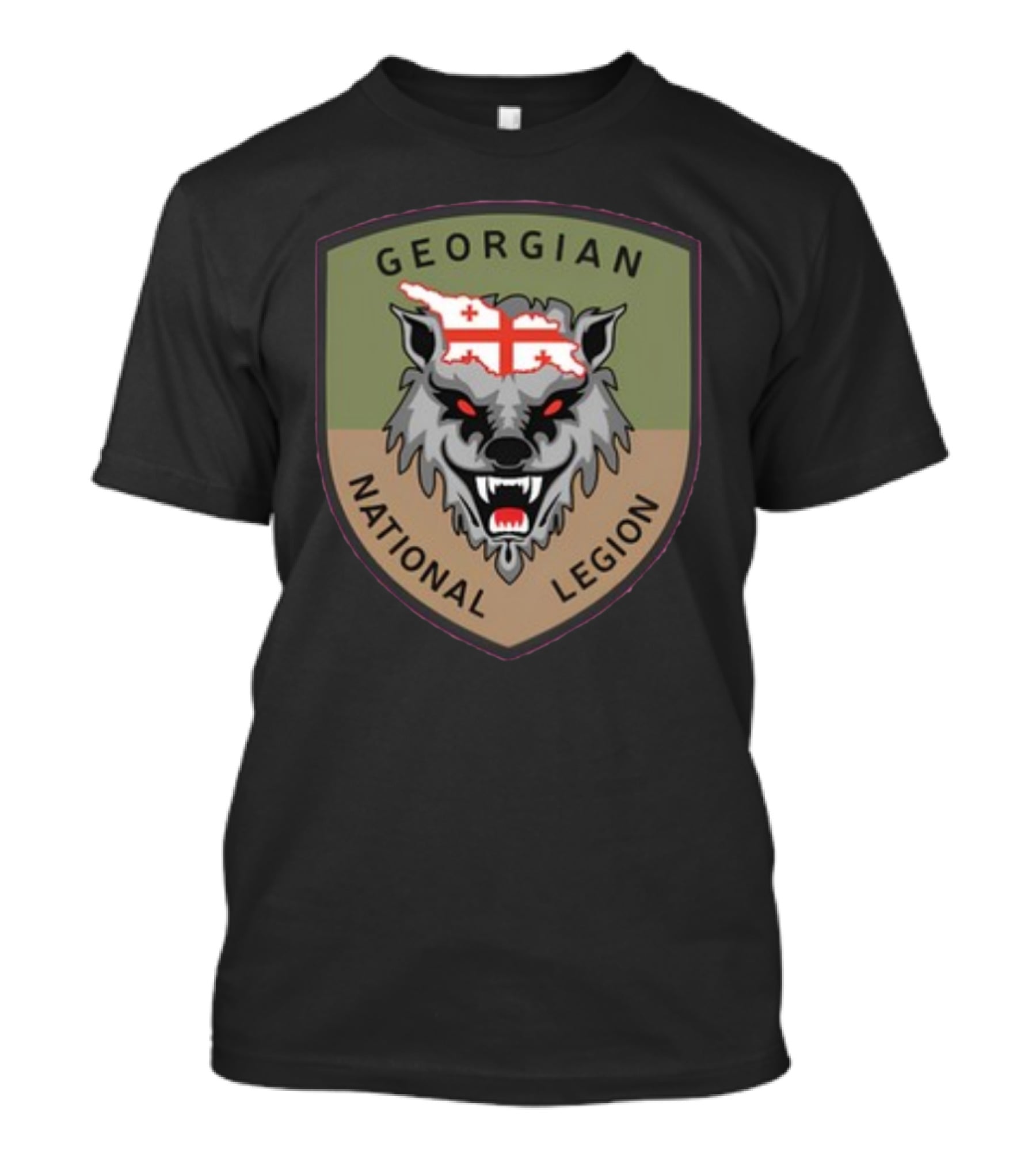 Georgian National Legion Wolf Emblem Georgian Flag мотопіхотний Батальйон 100 ог Бригада T-Shirt