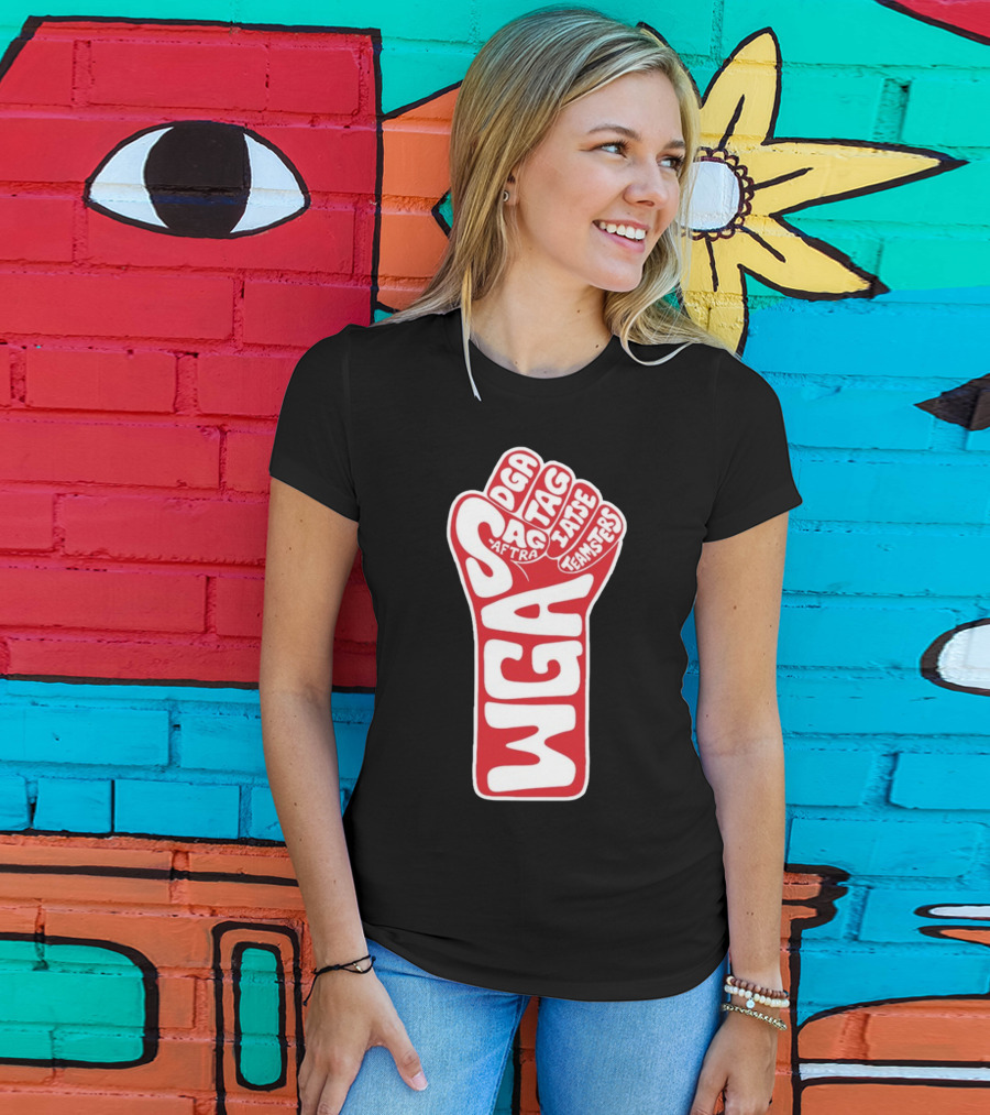 WGA Strike SAG-AFTRA DGA TAG IATSE Teamsters Solidarity Fist T-Shirt