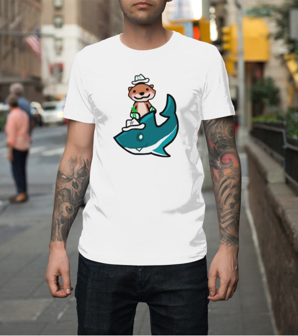 Shirt: Jake Otter Shark Captain Otter Riding Shark T-Shirt Jake Otter Shark Captain Otter Riding Shark T-Shirt