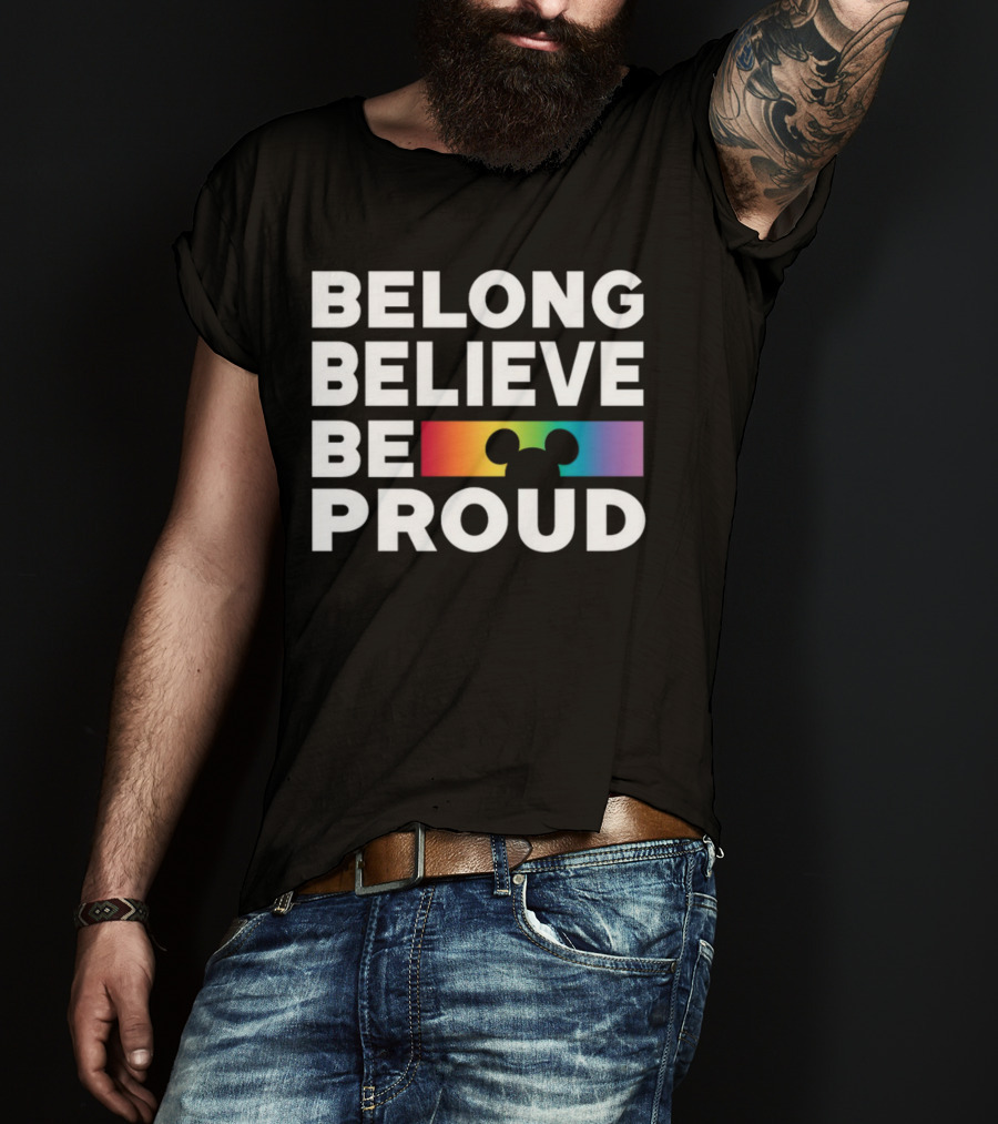 Belong Believe Be Proud Rainbow Mickey T-Shirt