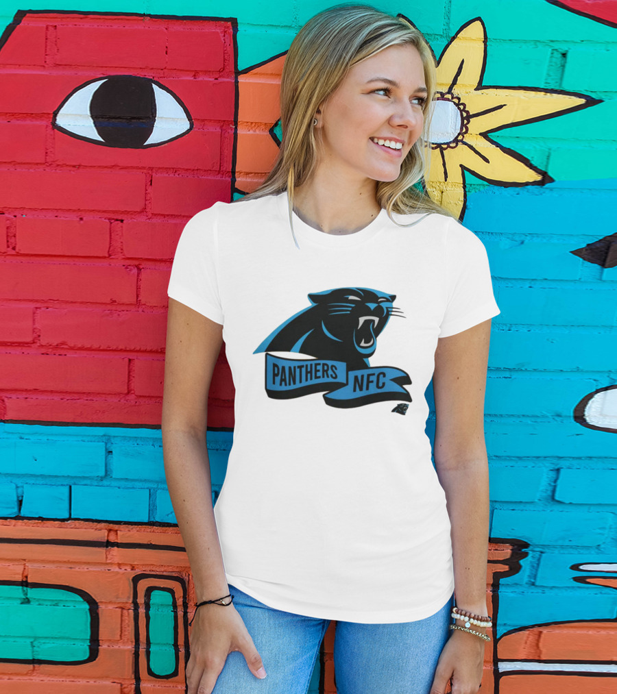 Men's Carolina Panthers New Era Cream Sideline Chrome Logo Panthers NFC T-Shirt