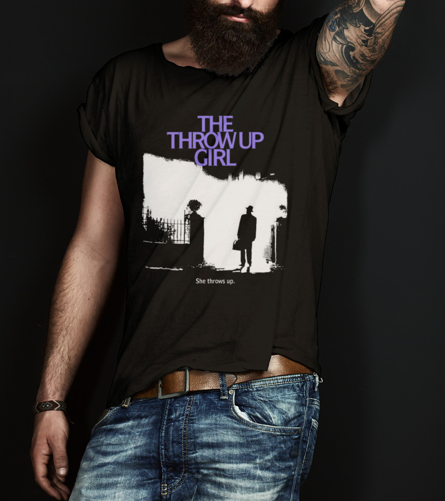The Throw Up Girl She Throws Up Silhouette Against Gate Background T-Shirt