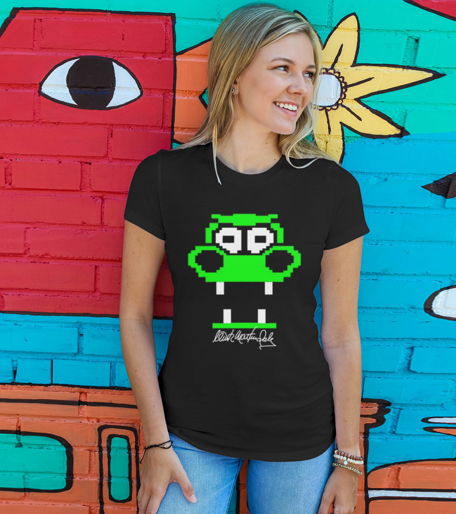 Tic Tac Dough Dragon Wink Martindale Signature Pixelated Green Face T-Shirt