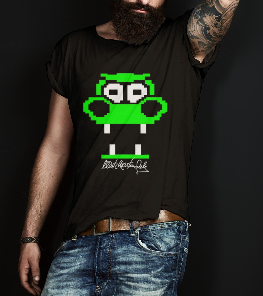 Tic Tac Dough Dragon Wink Martindale Signature Pixelated Green Face T-Shirt