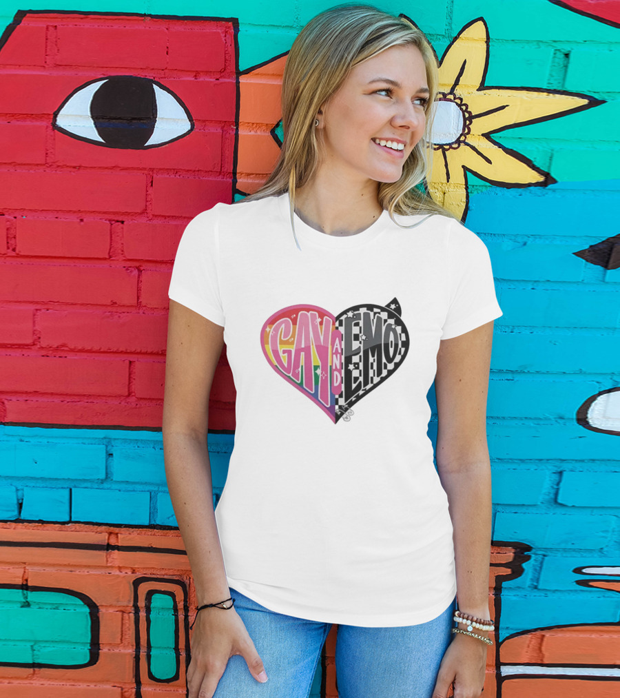 Jessie Paege Gay And Emo Heart Rainbow Checkerboard T-Shirt