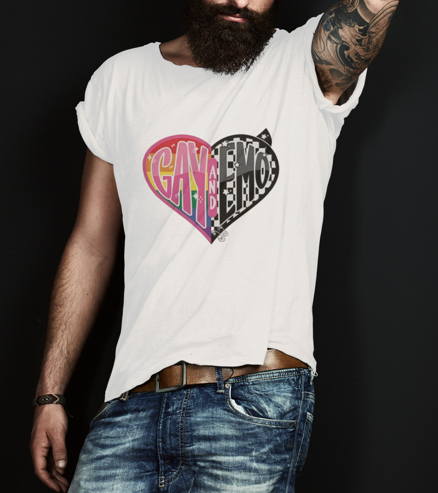 Jessie Paege Gay And Emo Heart Rainbow Checkerboard T-Shirt