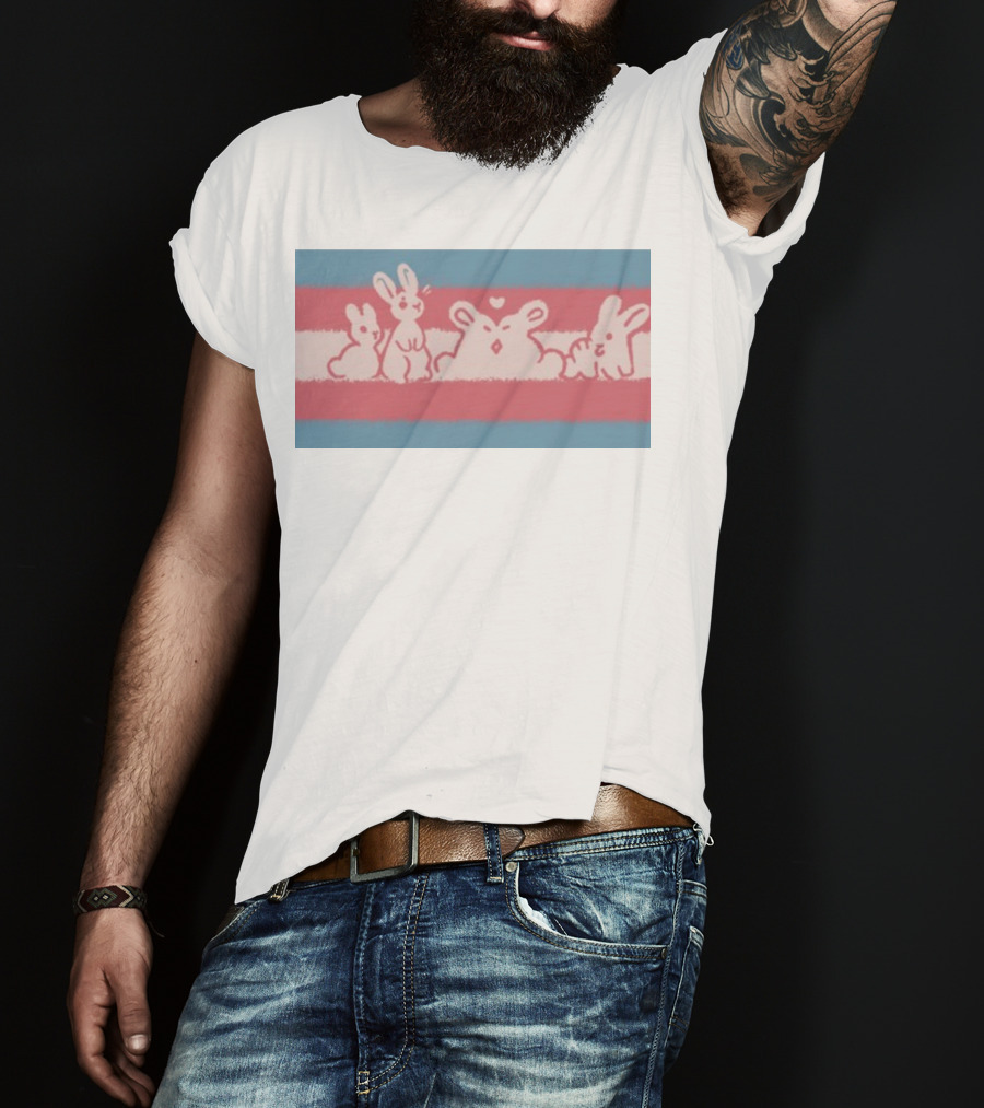 Starsleeps Trans Pride Rabbits On Transgender Flag Background T-Shirt