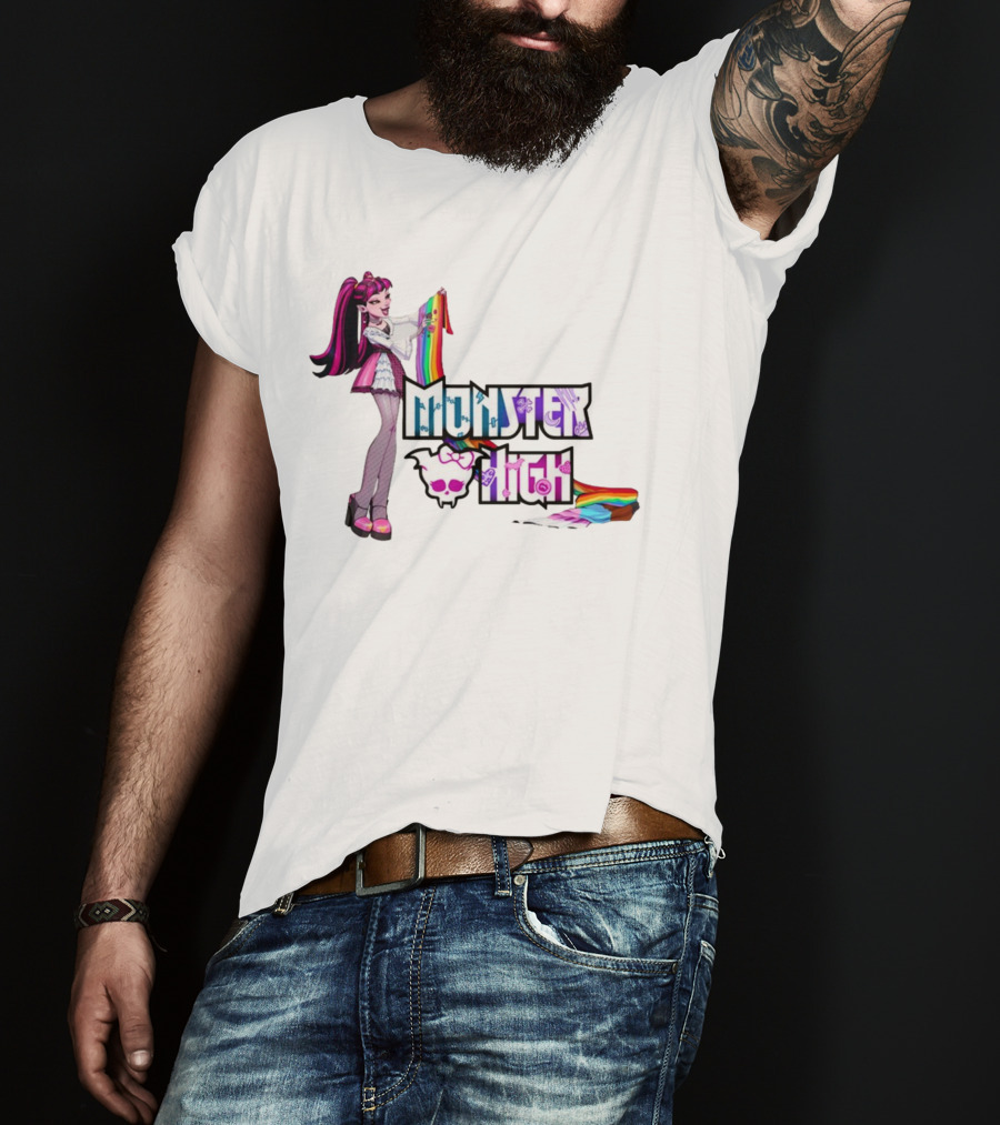 Monster High Draculaura Holding Pride Rainbow Flag T-Shirt
