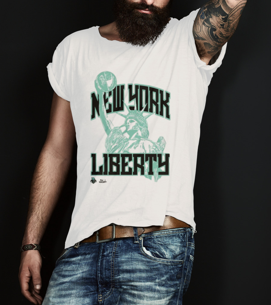 New York Liberty Playa Society Team Statue Of Liberty Basketball T-Shirt