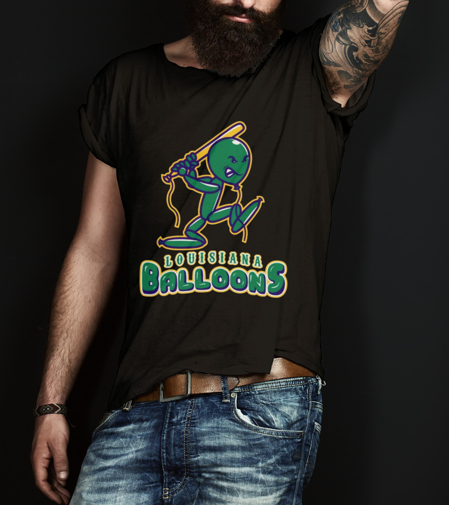 Louisiana Balloons Baseball Mascot Character T-Shirt
