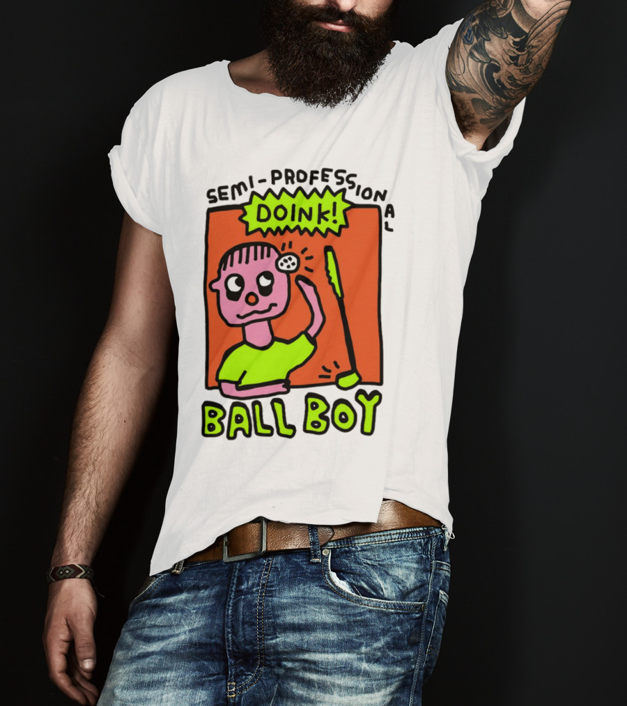 Semi-Professional Doink Ball Boy Comic Character With Club And Speech Bubble T-Shirt