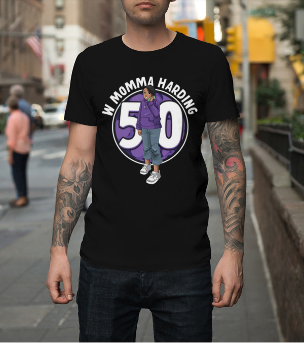 Shirt: W Momma Harding 50 Purple Hoodie and Sneakers Cartoon T-Shirt W Momma Harding 50 Purple Hoodie and Sneakers Cartoon T-Shirt