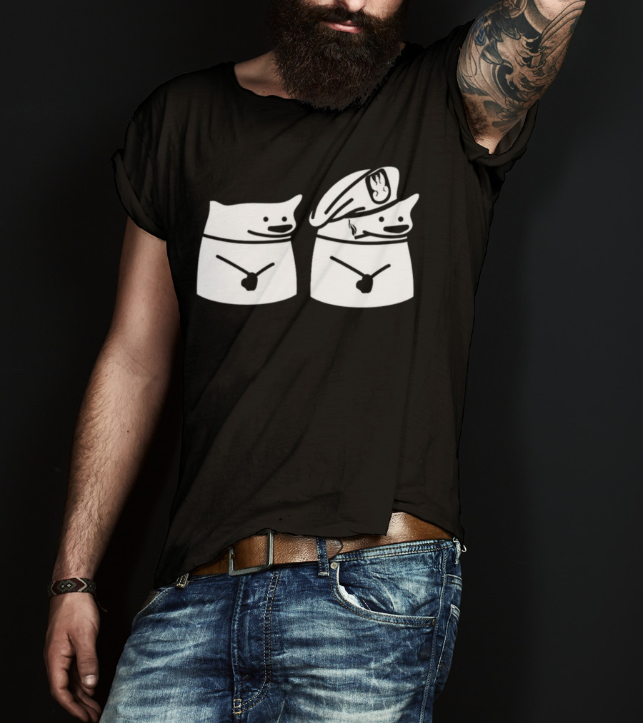 Nafo Ofan Fella Meme Character Pair In Officer Hat T-Shirt