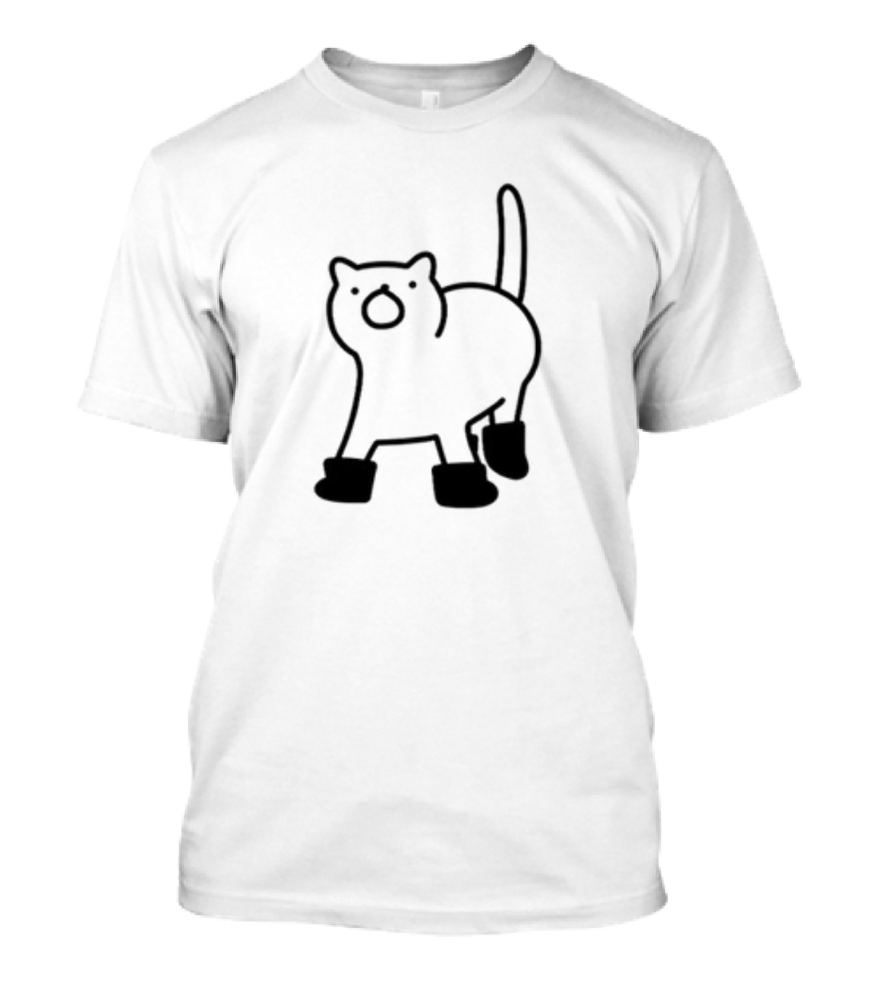 Poorly Drawn Cats Puss In Boots Cute Cartoon T-Shirt