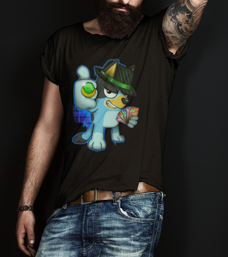 Bluepin Poker Dog With Fedora And Gem در Poker Cards T-Shirt