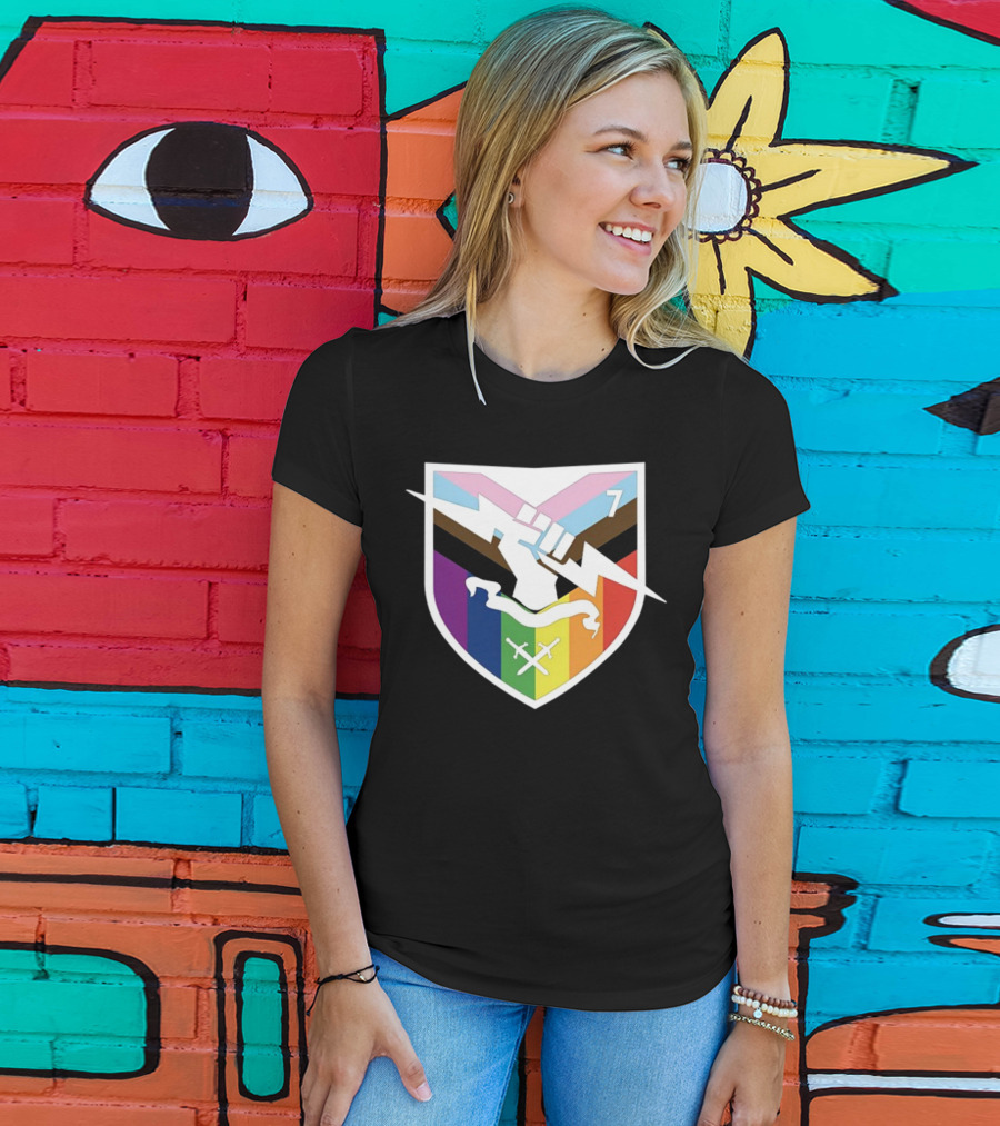 Bungie Pride Progress Flag Fist Lightning Shield T-Shirt