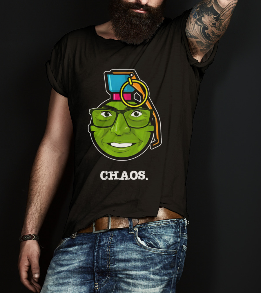 CHAOS Grenade Green Face With Glasses T-Shirt