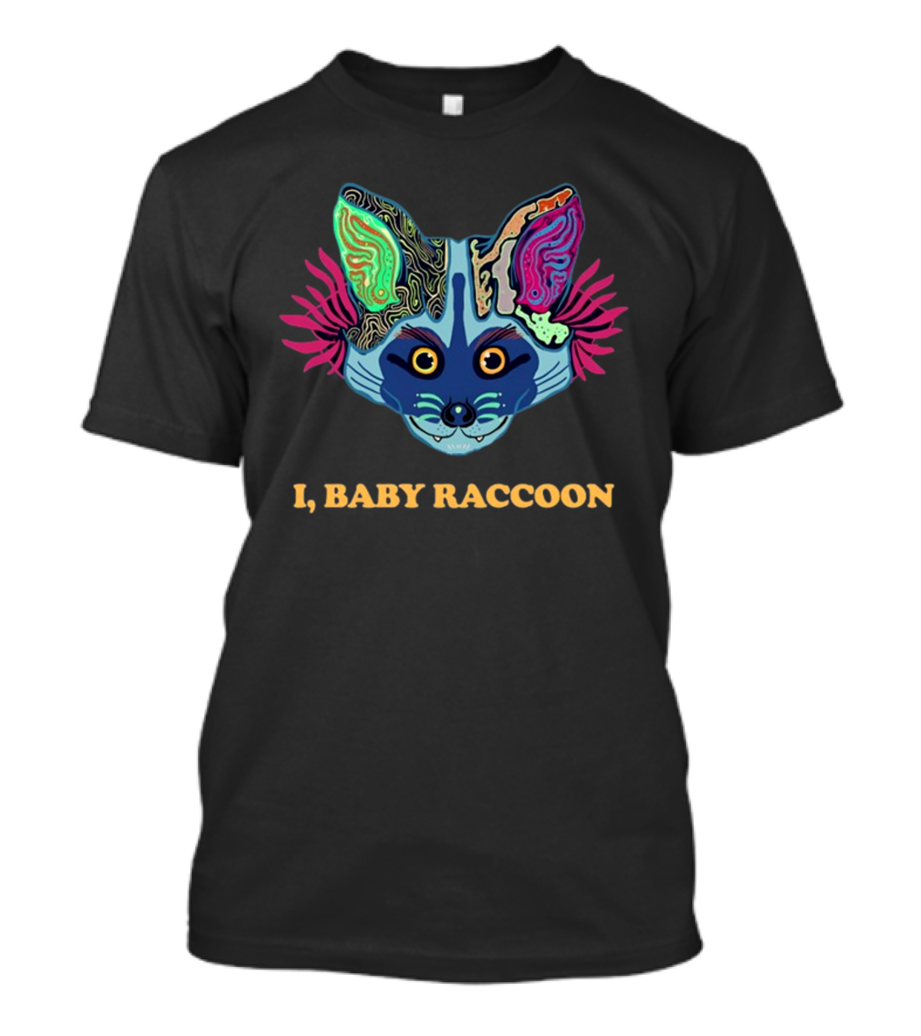I Baby Raccoon Psychedelic Cat Face T-Shirt