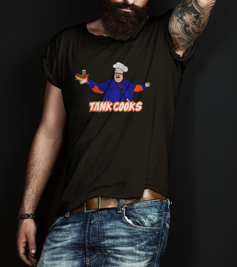 Tank Cooks Chef Hat Hot Dog Comic T-Shirt