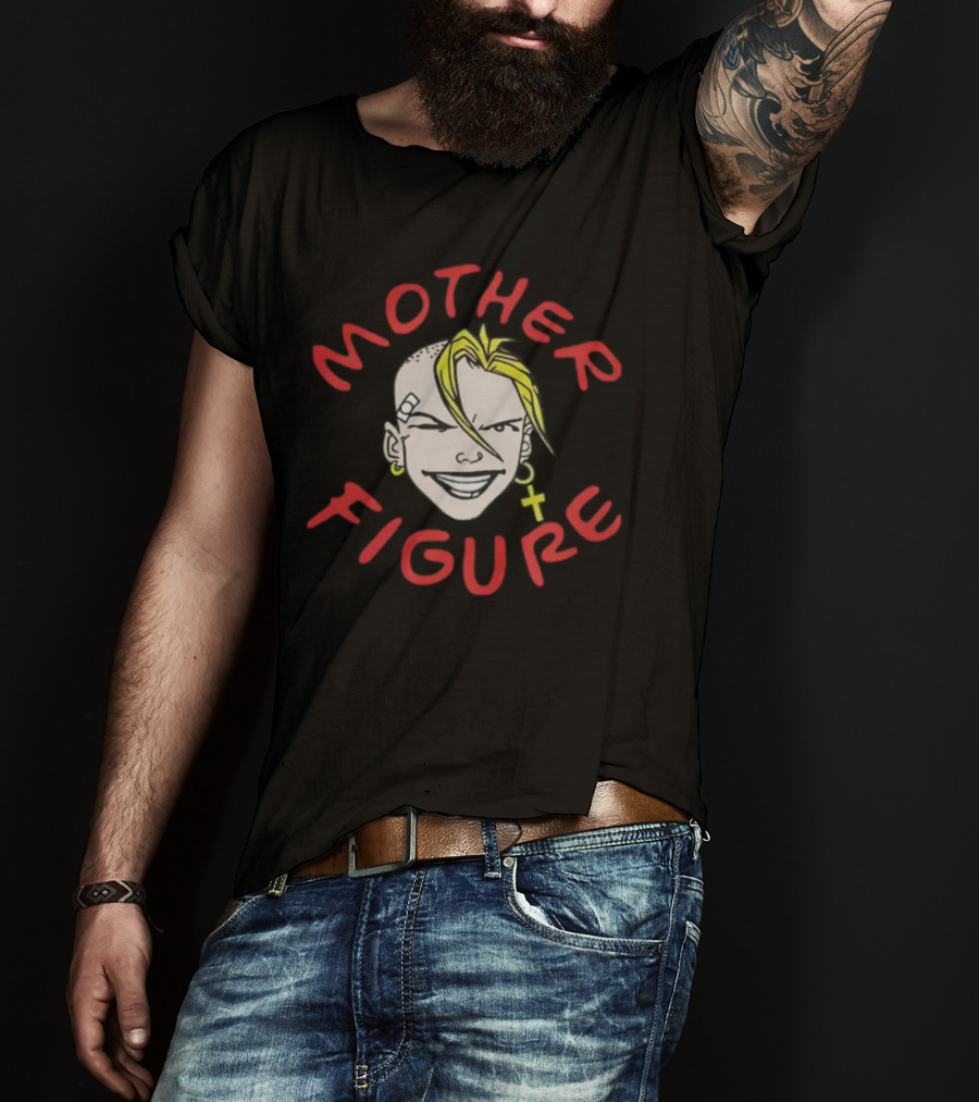 Mother Figure Rebel Character With Cross Earring And Bandage T-Shirt