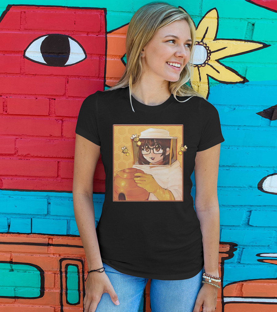 Bizabizow Bee Zabizow Honeycomb Beekeeper Anime Character With Bees And Honeycomb Background T-Shirt