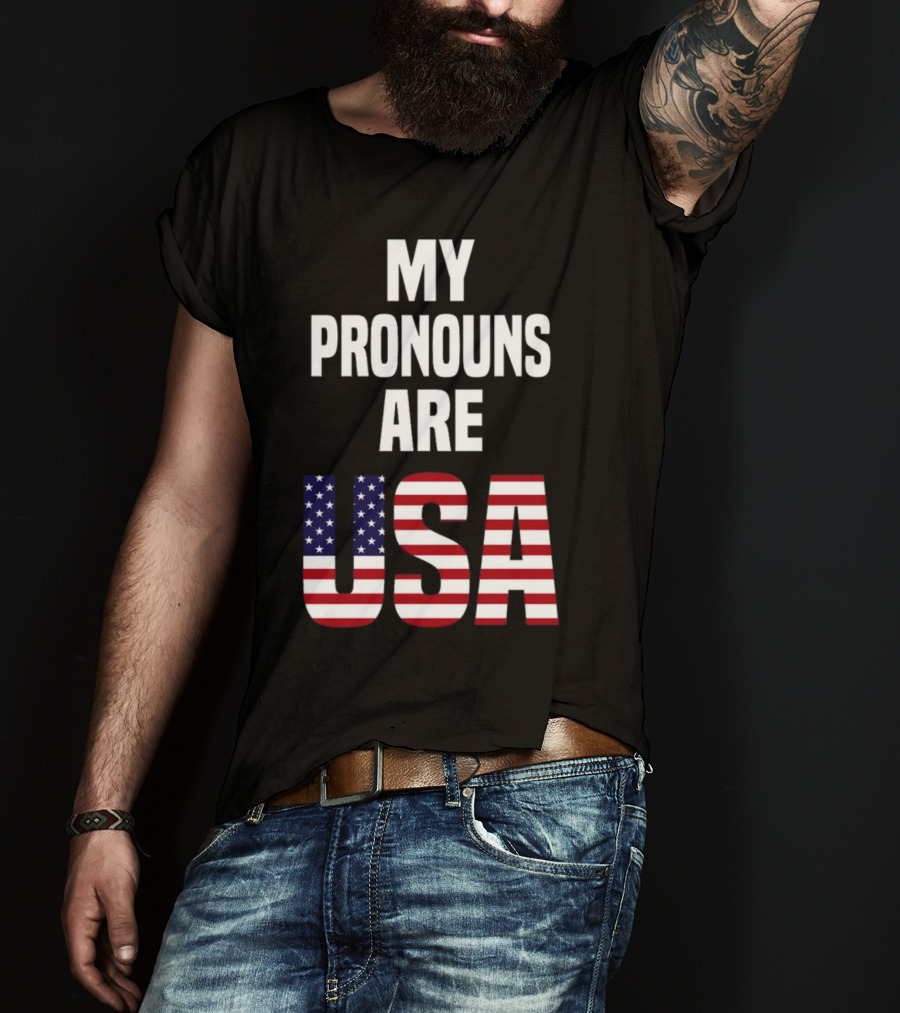 Enes Freedom My Pronouns Are USA American Flag T-Shirt