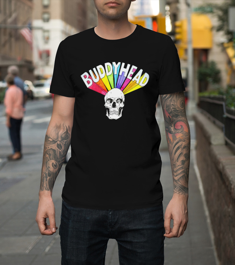 BUDDYHEAD Skull with Rainbow Burst T-Shirt
